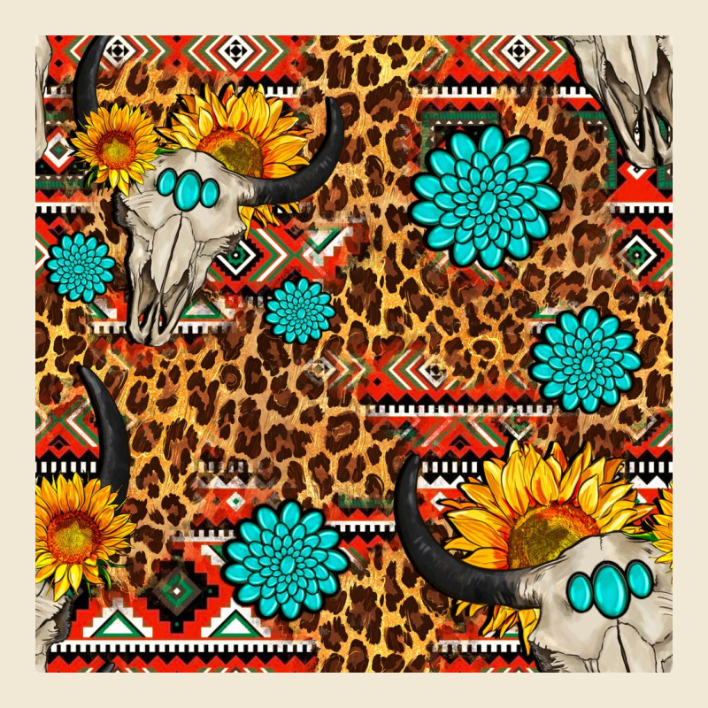 Western Aztec Bull Skull Seamless Pattern Premium Tee by FaDigitalArtStudio | Teevron