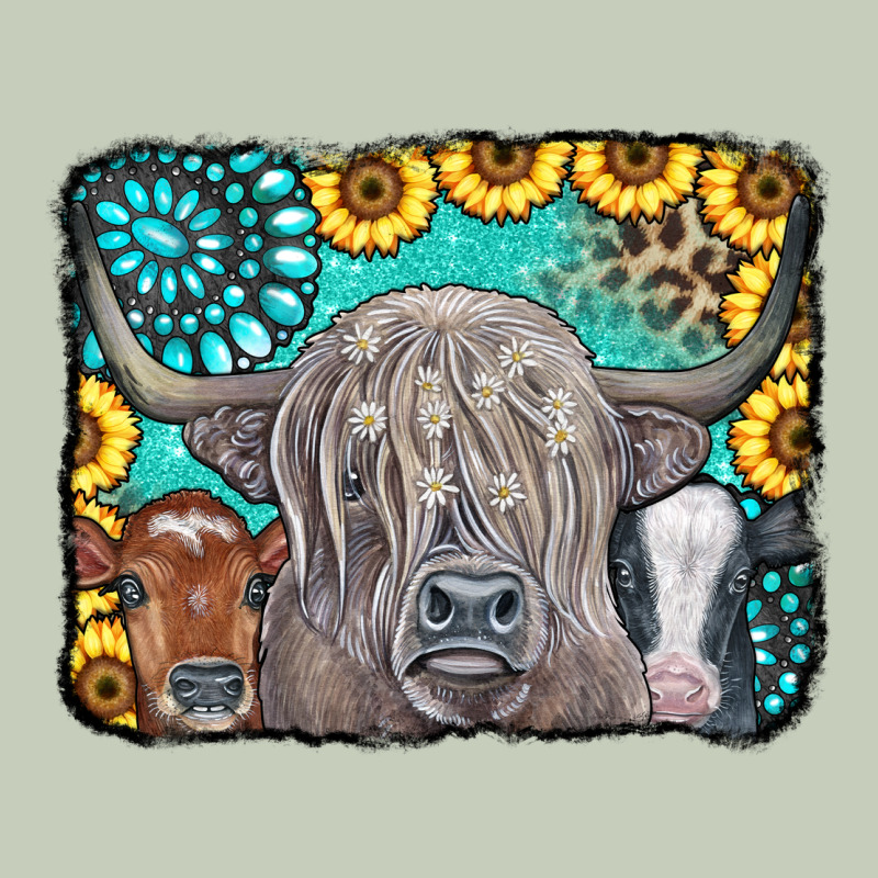 Cows Glitter Turquoise Leopard Sunflowers Classic Tee by CowCowDesign | Teevron