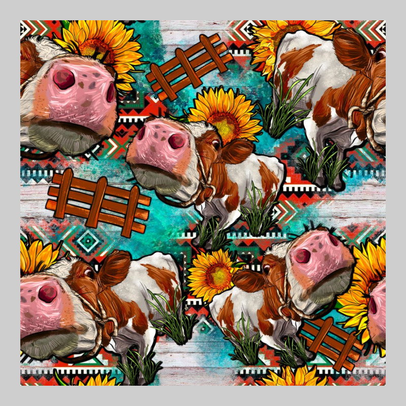 Cow With Aztec And Sunflowers Seamless Pattern Premium Tee by FaDigitalArtStudio | Teevron