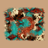 Aztec Turquoise Glitter Cowhide  Tooled Leather Ba Vintage Tee | Teevron
