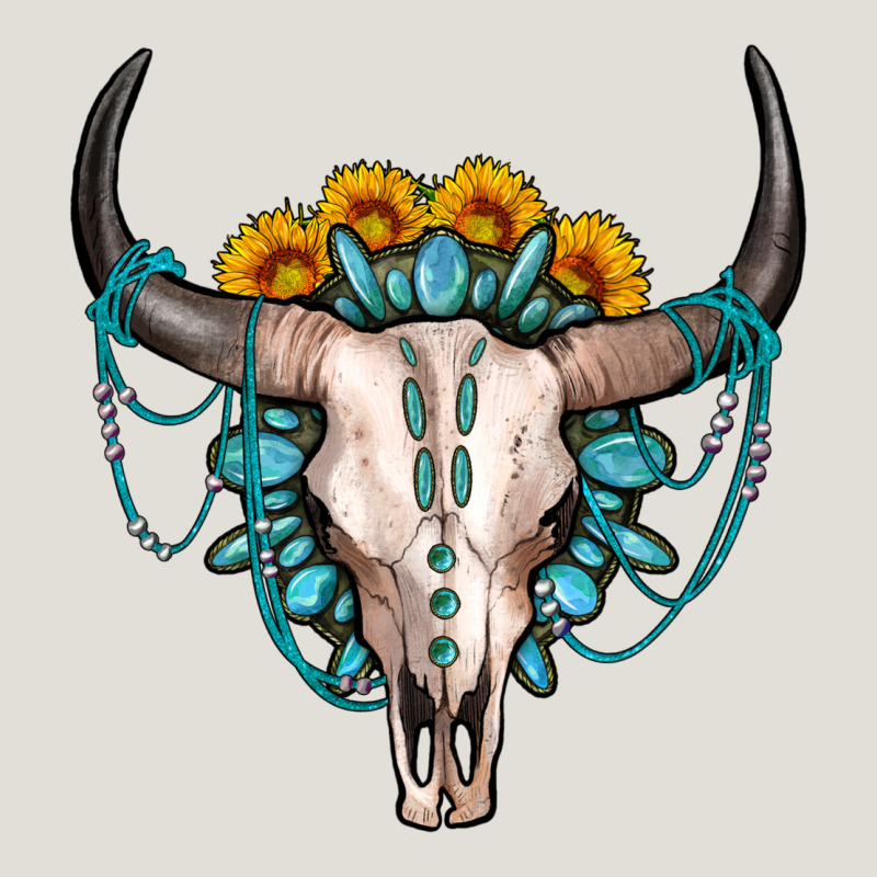 Sunflower Gemstone Bull Skull Heavy Core Tee by OliviaCreatesArt | Teevron