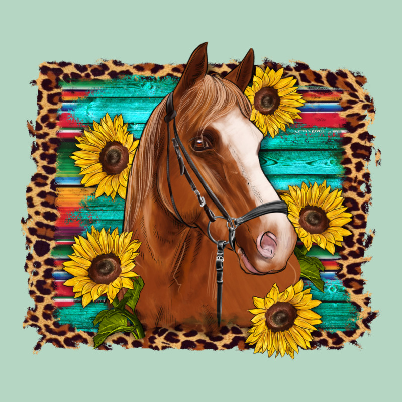 Horse Sunflowers Turquoise Wooden Serape Leopard Classic Tee by Artiststas | Teevron