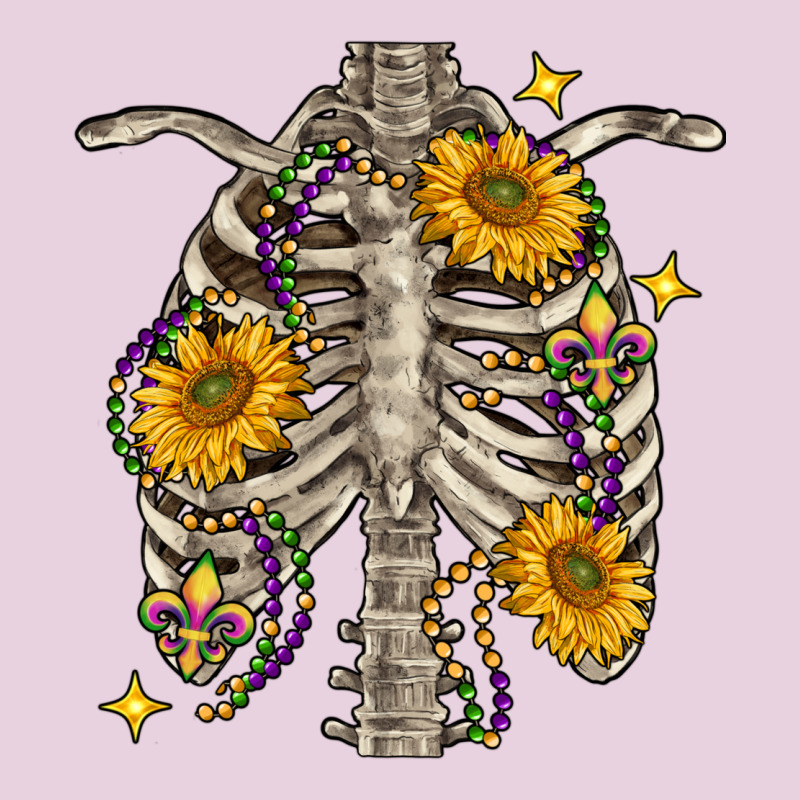 Mardi Gras Chest Sunflowers Skeleton Ladies Tee by FaDigitalArtStudio | Teevron