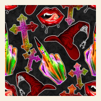 Halloween Bad Witch Seamless Pattern Vintage Tee | Teevron