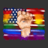 lgbtq flag and american flag with hand | Teevron