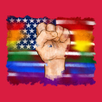 Lgbtq Flag And American Flag With Hand Premium Hoodie | Teevron