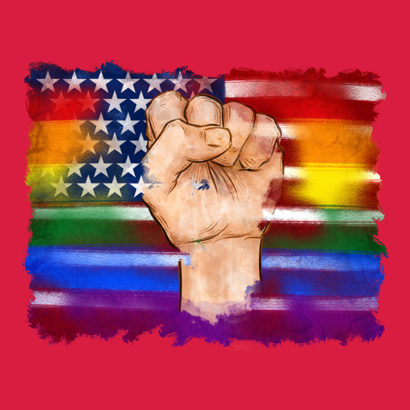 Lgbtq Flag And American Flag With Hand Premium Hoodie by Artiststas | Teevron