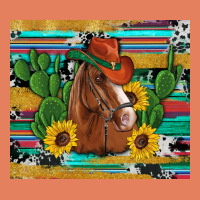 Western Horse Cowboy Hat Cactus Sunflowers Glitter Cowhide Serape Turq Classic Tee | Teevron