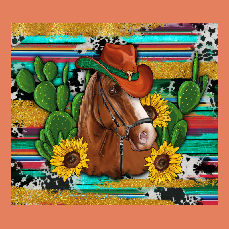 Western Horse Cowboy Hat Cactus Sunflowers Glitter Cowhide Serape Turq Classic Tee by Artiststas | Teevron