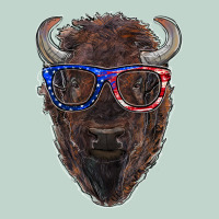 Bison With American Flag Glasses Zipper Hoodie | Teevron