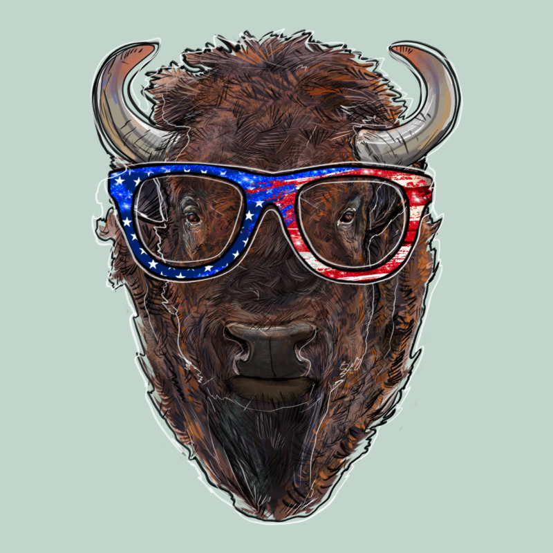 Bison With American Flag Glasses Zipper Hoodie by RanaPortraitStore | Teevron