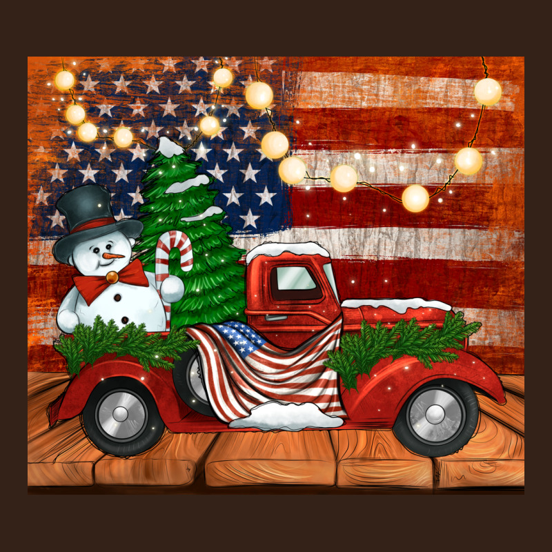 Christmas Truck With American Flag Heavy Core Tee by Jasminsmagicworld | Teevron