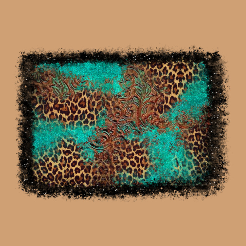 Western Leopard Turquoise Glitter Tooled Leather Vintage Tee by FaDigitalArtStudio | Teevron