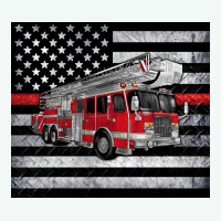 Thin Red Line American Flag Fire Truck Premium Hoodie | Teevron