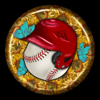 Baseball With Sunflower Round Earrings Ladies Tee | Teevron