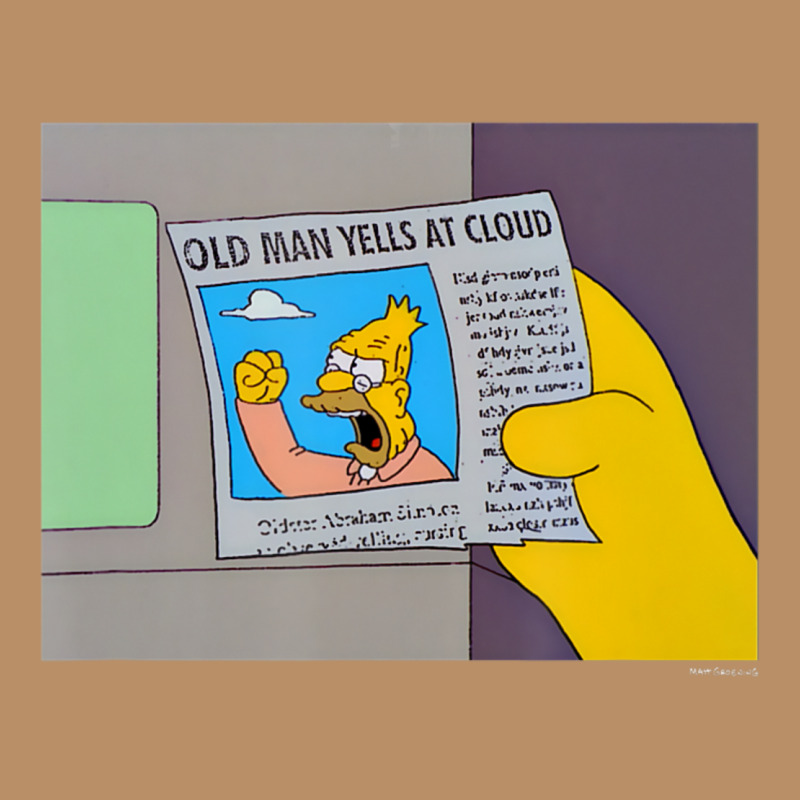 The Simpsons Old Man Yells At Cloud Newspaper V1 Vintage Hoodie by PixelWave | Teevron