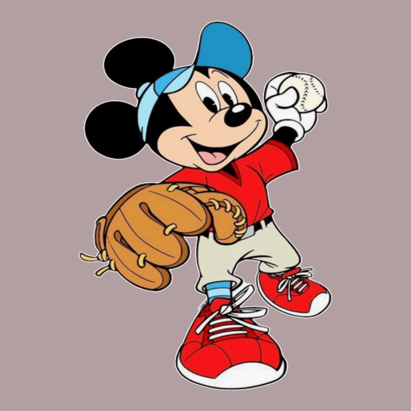Micky-playing-baseball-cartoon-illustration-- Vintage Hoodie by PixelFlow | Teevron