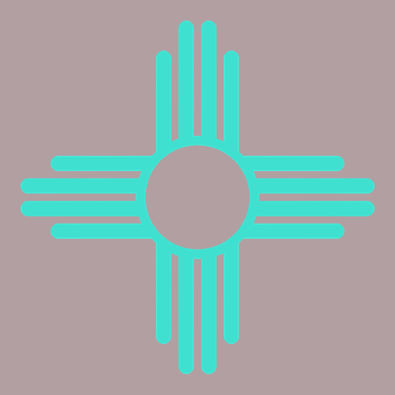 New Mexico Zia Sun In Turquoise Blue Vintage Hoodie by PixelFlow | Teevron