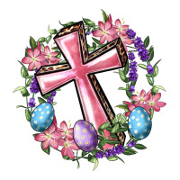 Cross With Floral Wreath And Easter Eggs | Teevron