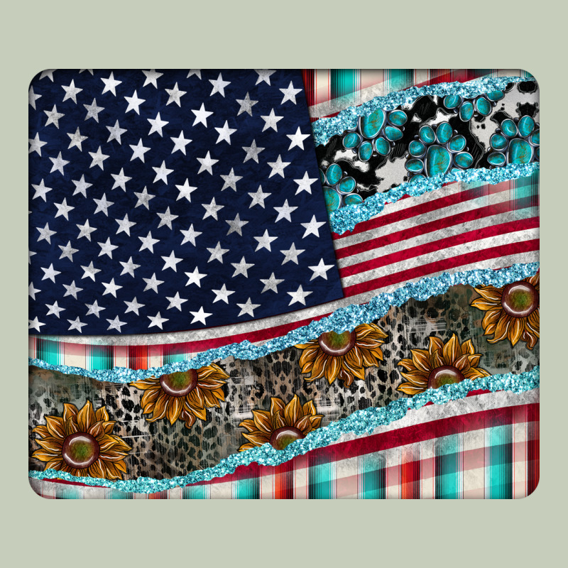 American Flag Mouse Pad Long Sleeve Tee by CowhideDigitalArt | Teevron