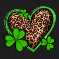 St Patricks Day Leopard Heart With Shamrocks Classic Tee | Teevron