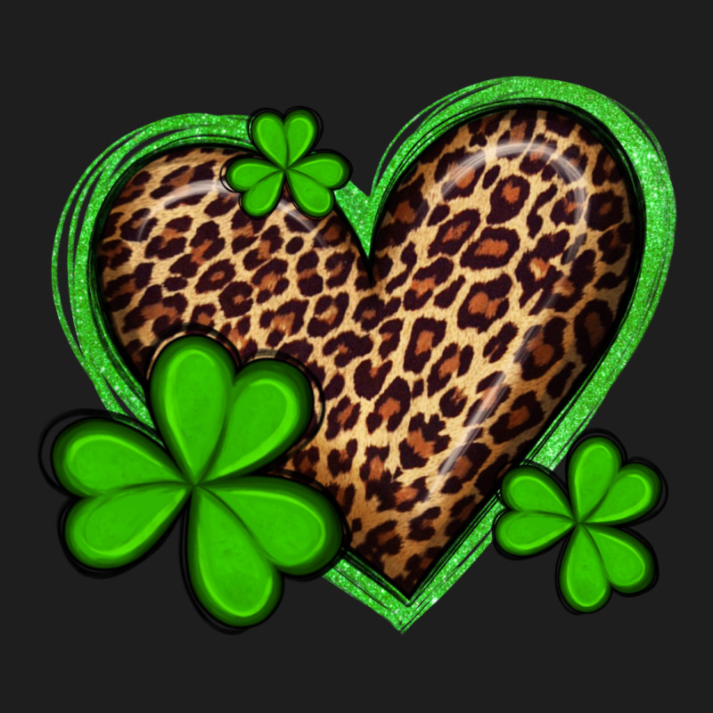 St Patricks Day Leopard Heart With Shamrocks Classic Tee by Artiststas | Teevron