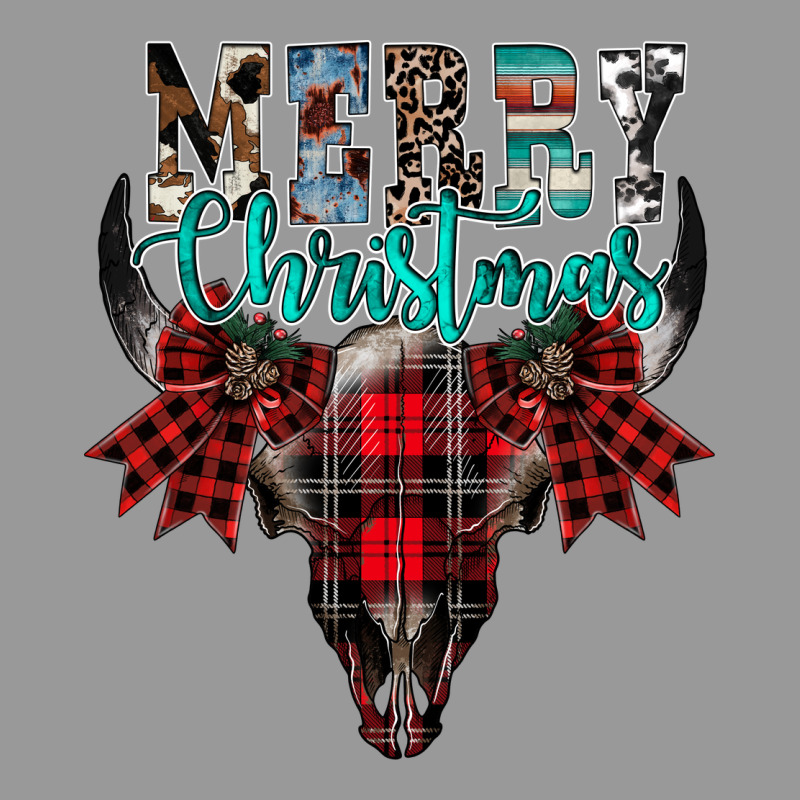 Merry Christmas Bull Skull Vintage Hoodie by CowhideDigitalArt | Teevron