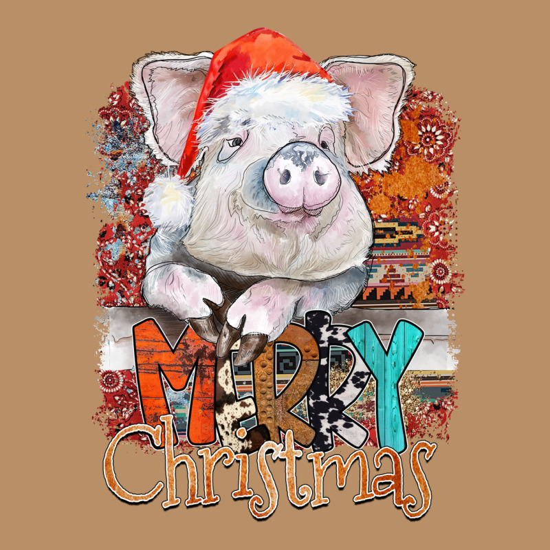 Merry Christmas Pig Vintage Hoodie by CowhideDigitalArt | Teevron