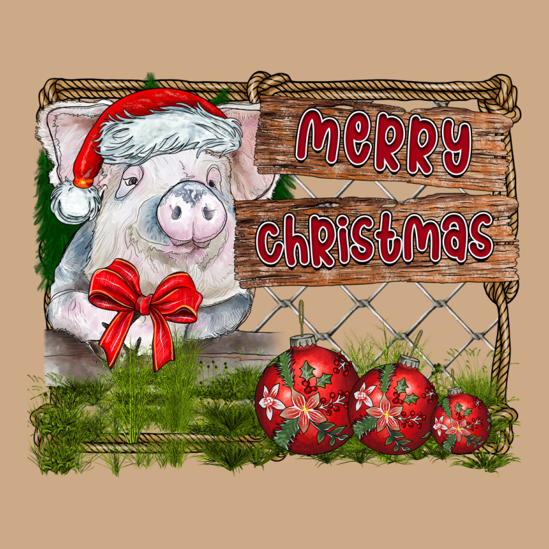 Merry Christmas Pig Vintage Hoodie by CowhideDigitalArt | Teevron