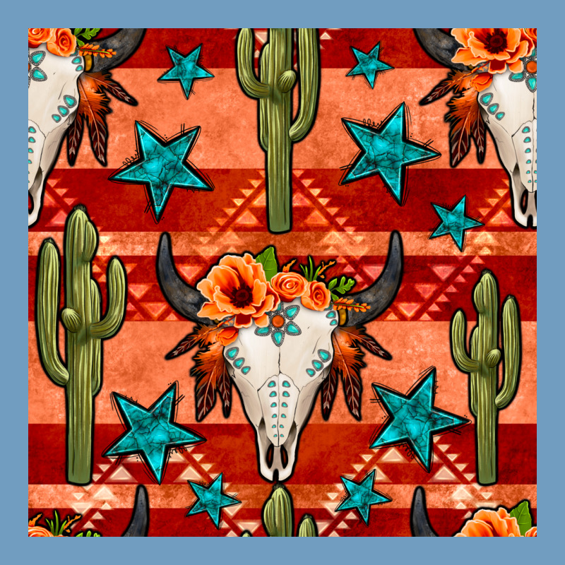 Bull Skull Cactus Seamless Pattern Urban Heavy Tee by BundleAndBundleShop | Teevron