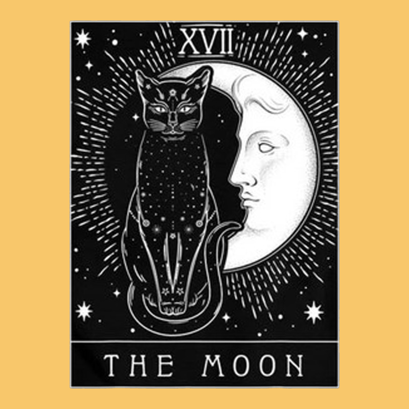 Tarot Card Crescent Moon And Cat Graphic Vintage Hoodie by artisFamous | Teevron