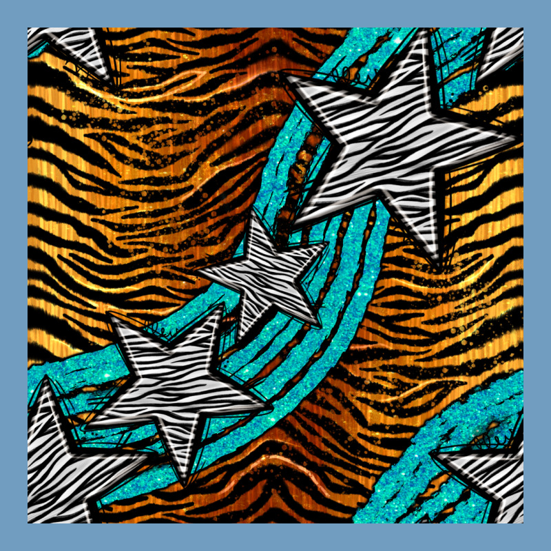 Tiger Turquoise Glitter And Stars Seamless Pattern Urban Heavy Tee by BundleAndBundleShop | Teevron