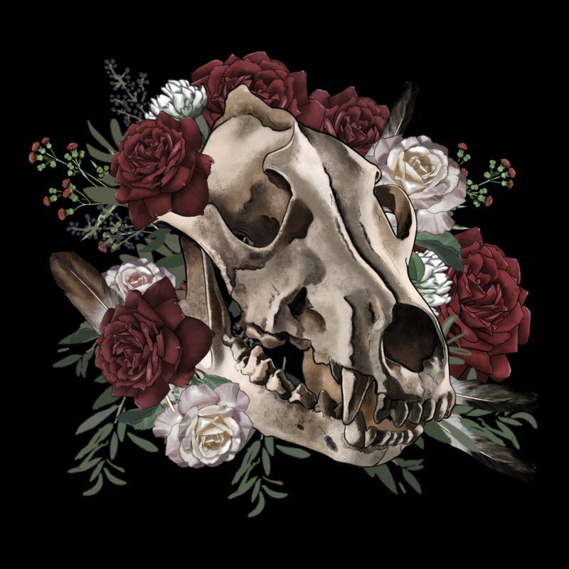 Floral Boho Wolf Skull Heavy Core Tee by RanaPortraitStore | Teevron