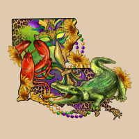 Louisiana Map With Mardi Gras Crocodile Heavyweight Sweatshirt | Teevron