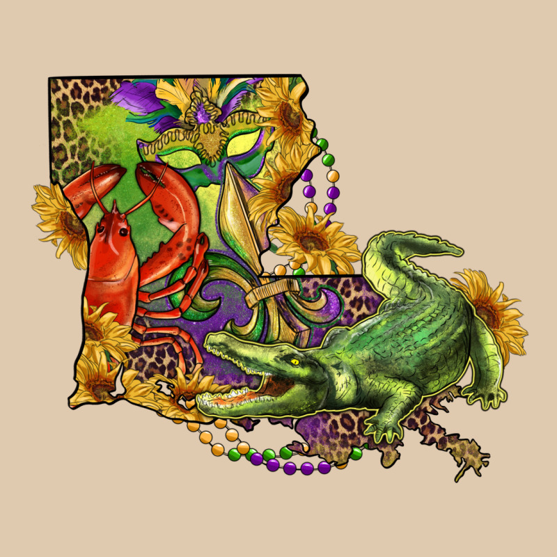 Louisiana Map With Mardi Gras Crocodile Heavyweight Sweatshirt by RanaPortraitStore | Teevron