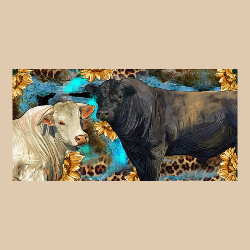 Charolais And Black Angus Bull With Sunflower And Leopard Heavyweight Sweatshirt by RanaPortraitStore | Teevron