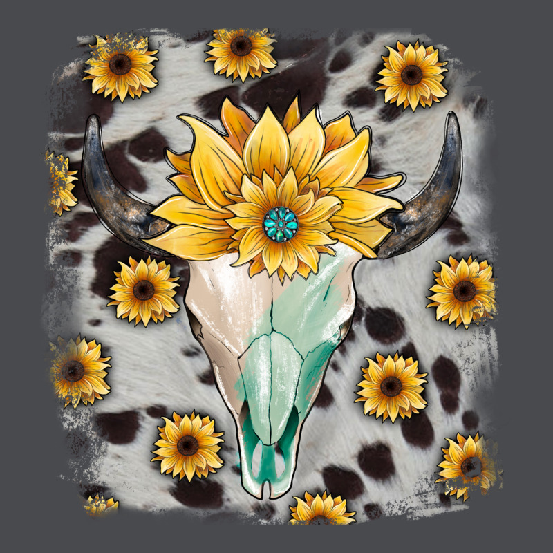 Cowhide Sunflower Gemstone Bull Skull Zipper Hoodie by JahusDesignShop | Teevron