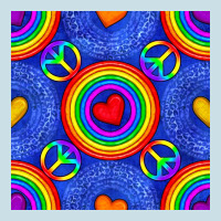 Pride Lgbtq Hearts And Peace Symbol Seamless Patte Ladies Tee | Teevron