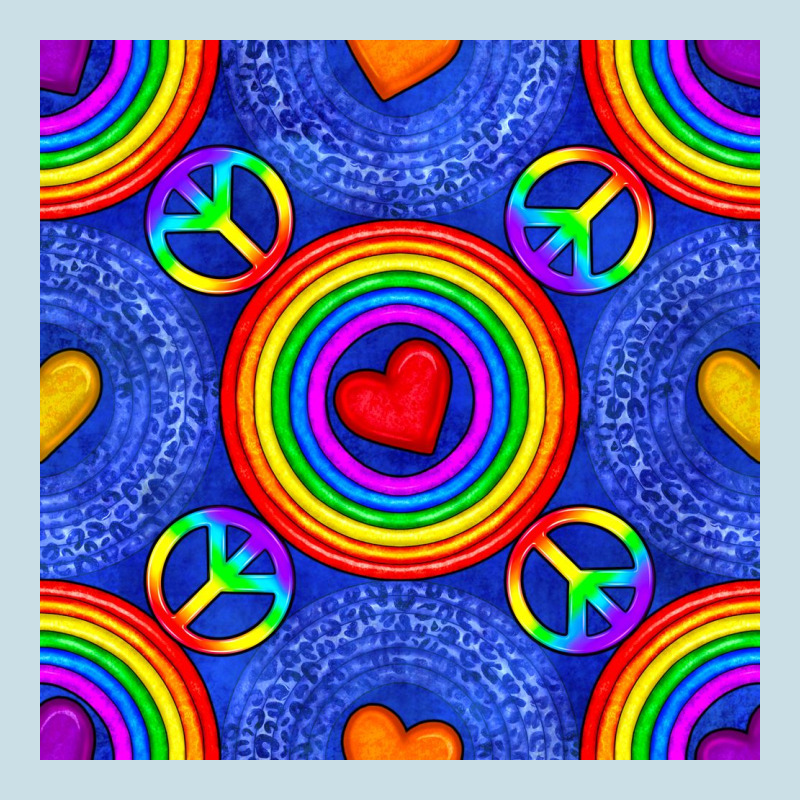 Pride Lgbtq Hearts And Peace Symbol Seamless Patte Ladies Tee by BundleAndBundleShop | Teevron