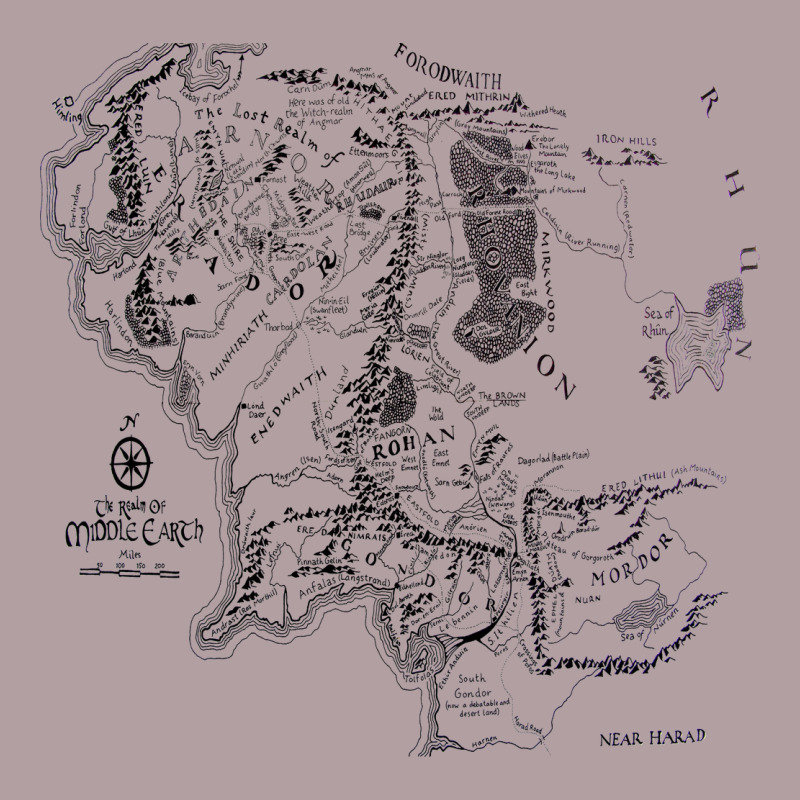Middle Earth Map [tw] Vintage Hoodie by linhVisuals | Teevron