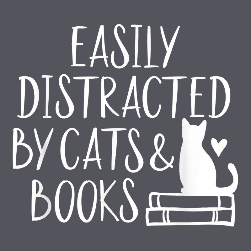 Easily Distracted By Cats And Books   Cute Book Lover T Shirt Vintage Hoodie by linhVisuals | Teevron