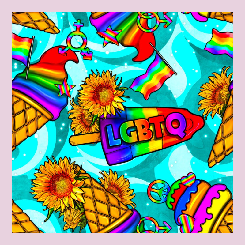 Pride Lgbtq Ice Cream And Sunflowers Seamless Ladies Tee by BundleAndBundleShop | Teevron