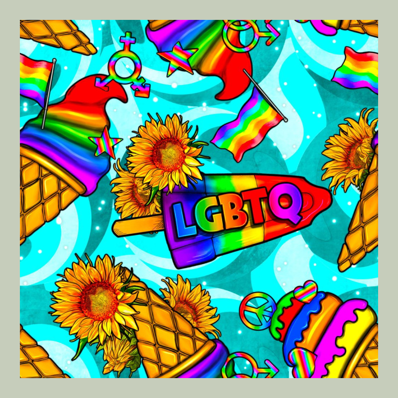 Pride Lgbtq Ice Cream And Sunflowers Seamless Ladies Tee by BundleAndBundleShop | Teevron