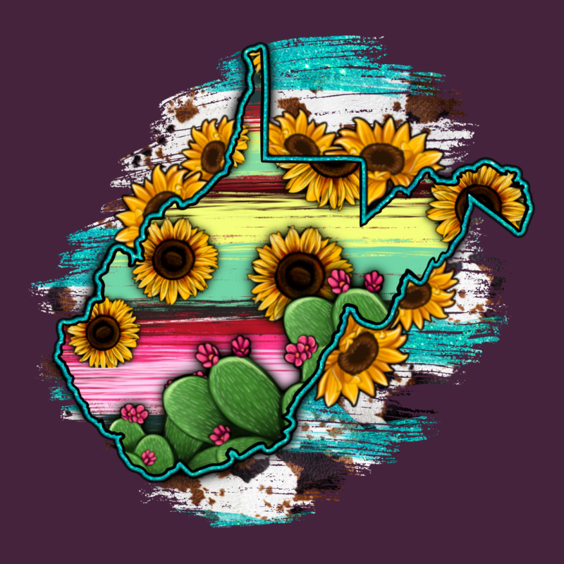 West Virginia Map Sunflower Cactus Serape Premium Tee by RanaPortraitStore | Teevron