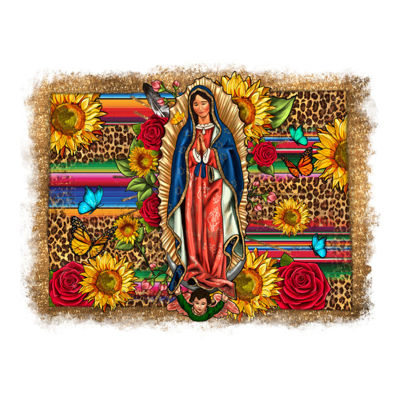 Our Lady Of Guadalupe Glitter Leopard Flowers Premium Tee by FaDigitalArtStudio | Teevron