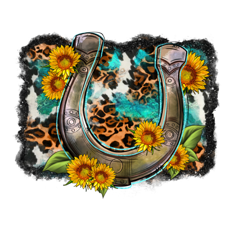 Western Leopard Cowhide Turquoise Background Horse Premium Tee by OliviaCreatesArt | Teevron