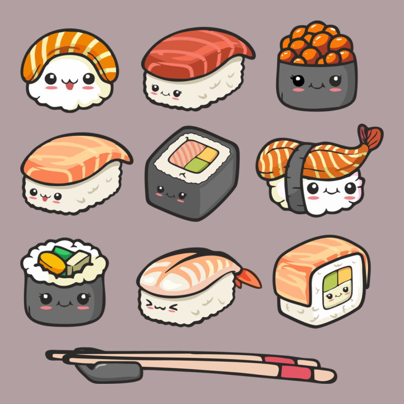 Happy Sushi Kawaii Anime Japanese Food Lover Funny Illustration Gift Vintage Hoodie by linhVisuals | Teevron
