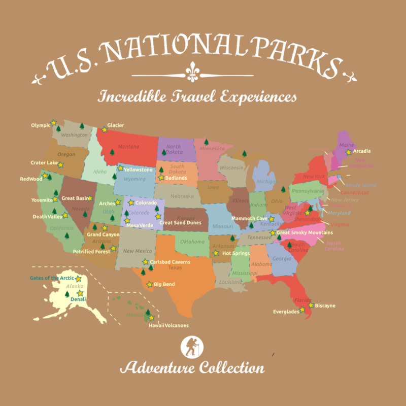 Us National Parks Map Colorful With All 59 National Parks Vintage Hoodie by linhVisuals | Teevron