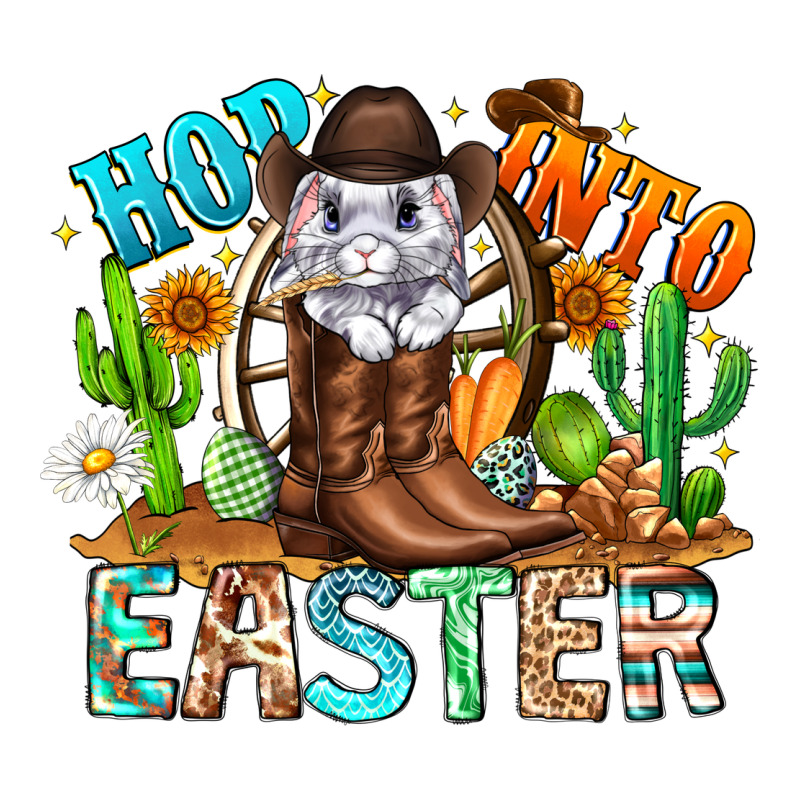 Hop Into Easter Bunny Western Long Sleeve Tee by CowhideDigitalArt | Teevron