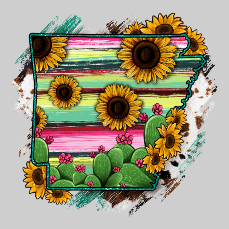Arkansas Map Sunflower Cactus Serape Premium Tee by RanaPortraitStore | Teevron